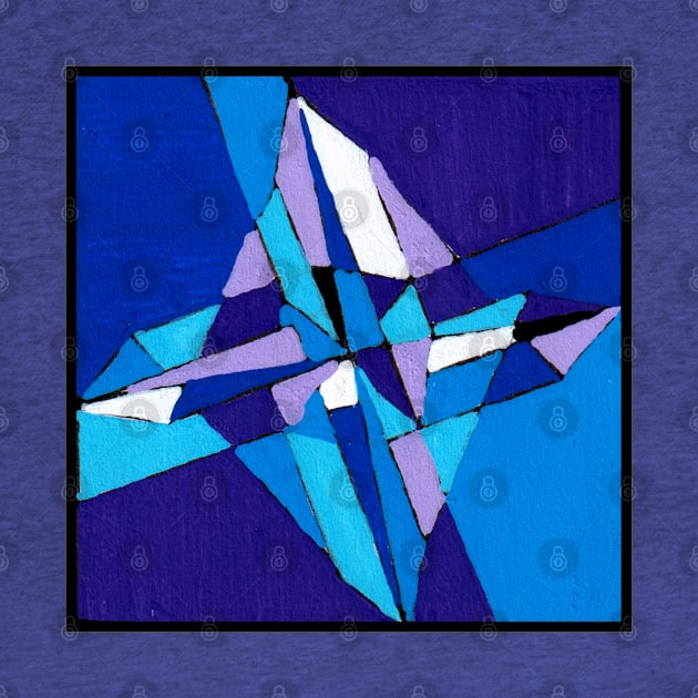 Purple Blue Crystal Geometric Abstract Acrylic Painting by abstractartalex